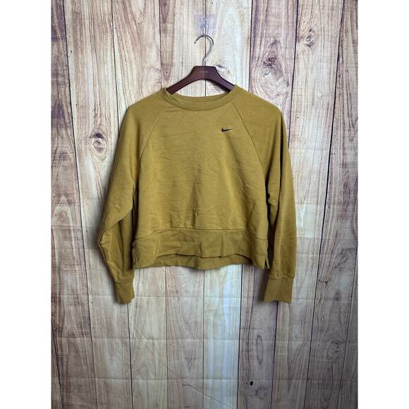 Nike Crewneck Pullover Shoulder Cutouts Sweatshirt Golden Brown Women's Size M - Picture 1 of 7
